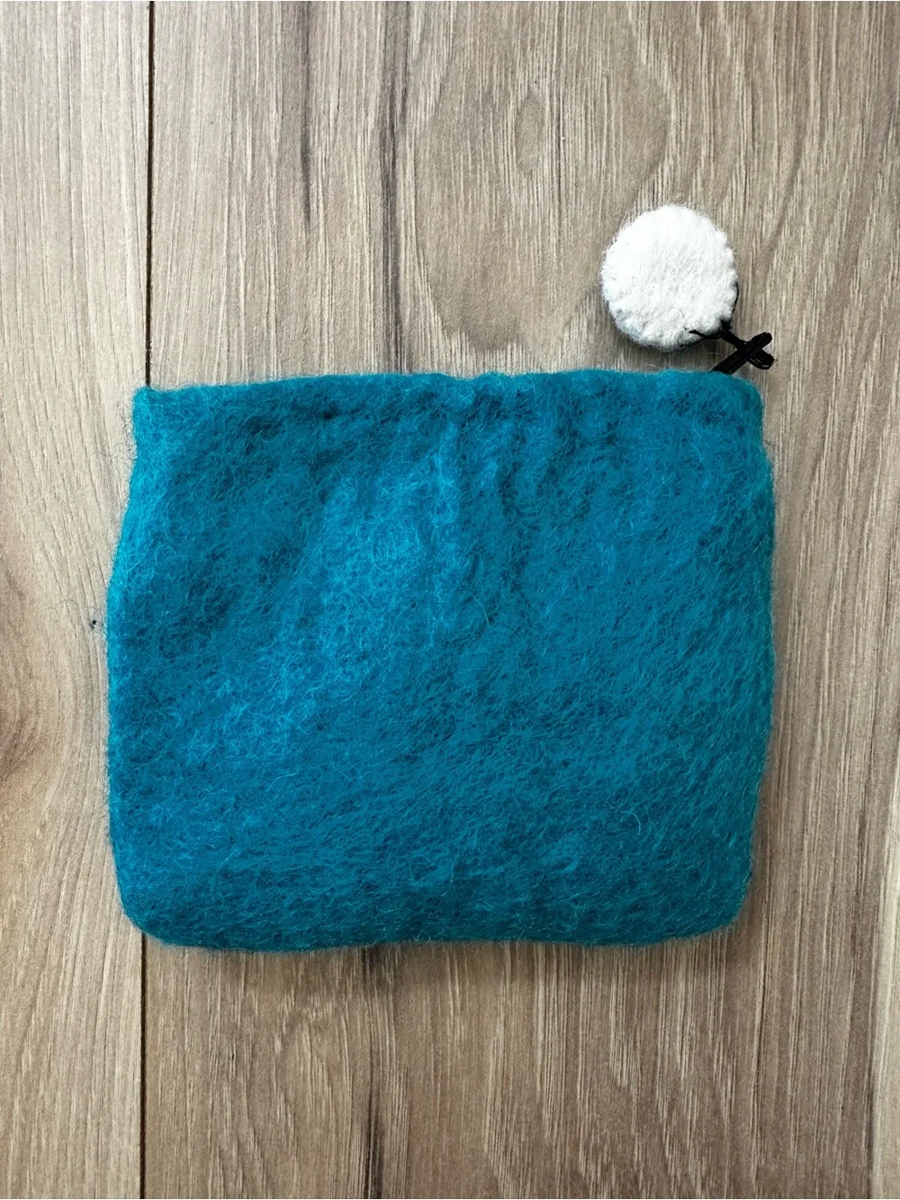 Wild Woolies dZi Handmade Felt Hungry Hedgehog Coin Purse Cottagecore Teal